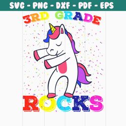 3rd grade rock unicorn svg, 100th days svg, back to school svg, school svg, grade svg, unicorn svg, clorfull svg, rocks