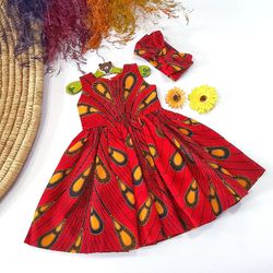 Red Dress For Girls, Children's Dresses,  Party Dress,  African Dresses, Gift For Daughter,  Stocking Fillers