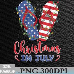 funny american flag flip flops xmas lights christmas in july svg, eps, png, dxf, digital download