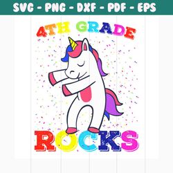 4th grade rock unicorn svg, 100th days svg, back to school svg, school svg, grade svg, unicorn svg, clorfull svg, rocks