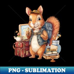 Watercolor Adventure Squirrel 5 - Retro PNG Sublimation Digital Download - Unlock Vibrant Sublimation Designs