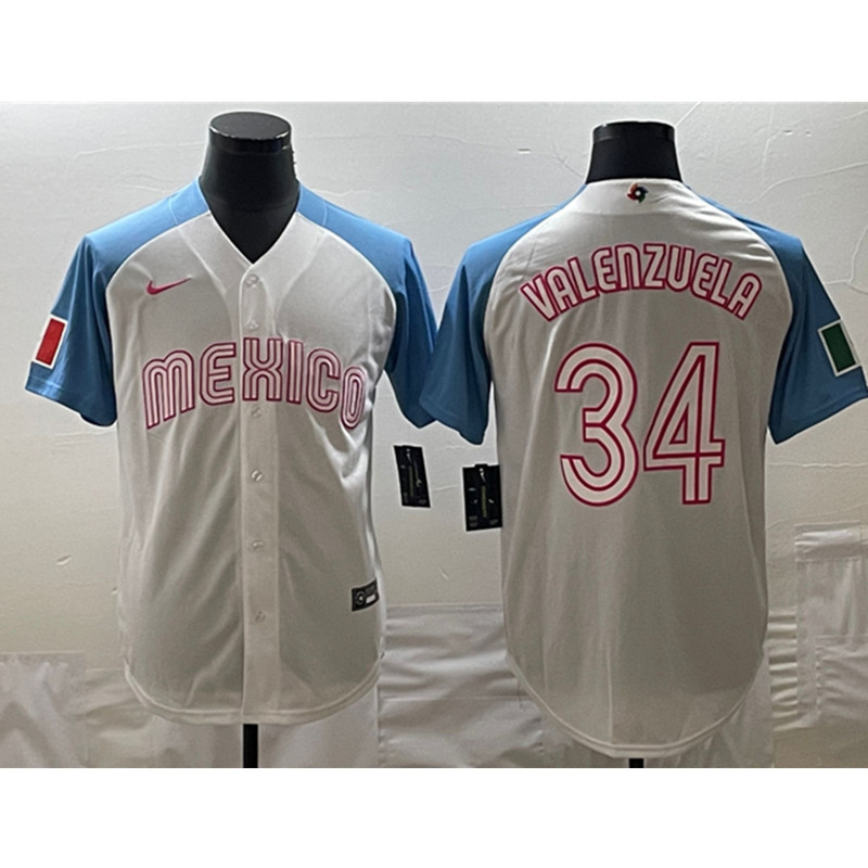 Mexico Baseball Fernando Valenzue Cream 2023 World Baseball Jersey.jpg