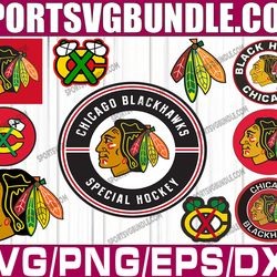 bundle 10 files chicago blackhawks hockey team svg, chicago blackhawks svg, nhl svg, nhl svg, png, dxf, eps