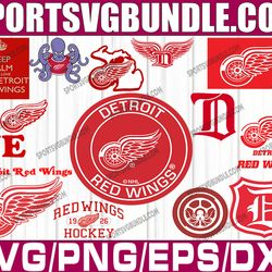 bundle 14 files detroit red wings hockey team svg, detroit red wings svg, nhl svg, nhl svg, png, dxf, eps