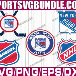 bundle 5 files new york rangers hockey team svg, new york rangers svg, nhl svg, nhl svg, png, dxf, eps, instant download
