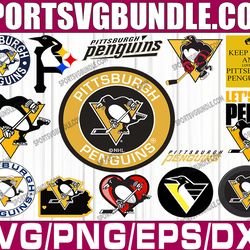 bundle 14 files pittsburgh penguins hockey team svg, pittsburgh penguins svg, nhl svg, nhl svg, png, dxf, eps