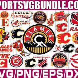 bundle 27 files calgary flames hockey team svg, calgary flames svg, nhl svg, nhl svg, png, dxf, eps, instant download