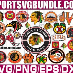 bundle 28 files chicago blackhawks hockey team svg, chicago blackhawks svg, nhl svg, nhl svg, png, dxf, eps