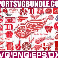 bundle 34 files detroit red wings hockey team svg, detroit red wings svg, nhl svg, nhl svg, png, dxf, eps