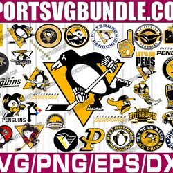 bundle 35 files pittsburgh penguins hockey team svg, pittsburgh penguins svg, nhl svg, nhl svg, png, dxf, eps