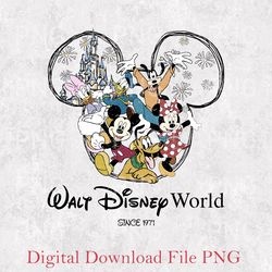 vintage walt disney world est 1971 png, disneyworld est 1971 florida png, mickey and friends png, disney family trip png