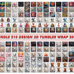 Bundle 210 Design 3D Tumbler Wrap 20oz, Tumbler Bundle Design, Sublimation Tumbler Bundle, 20oz Skinny Tumbler 08