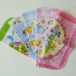 Small Soft Children Handkerchiefs Set of 5 NEW Child Hankies Cotton Reusable Tissues Pocket Square 8.3x8.3 in
