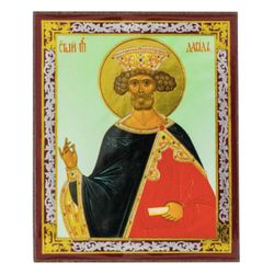 Saint David the Prophet | Lithography mini icon print on Wood | Size: 2,5" x 3,5"