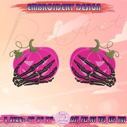 skeleton hand embroidery design, breast cancer awareness embroidery, halloween embroidery design, machine embroidery designs