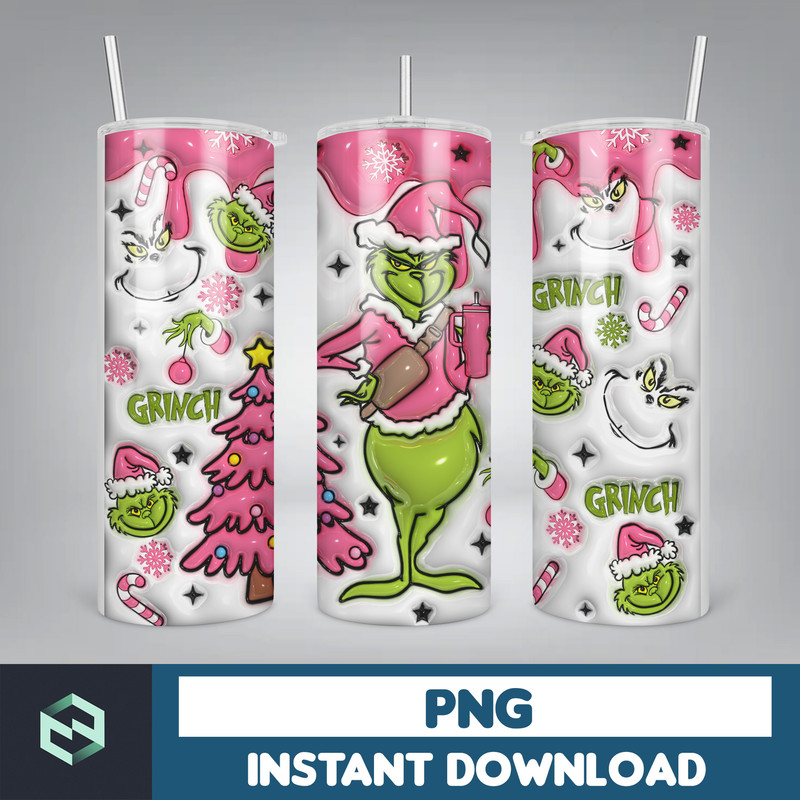 3D Inflated Pink Christmas 20 Oz Skinny Tumbler Png, Santa Claus Png, Christmas 20oz Tumbler Wrap, Christmas Movies Png, Merry Xmas (2).jpg