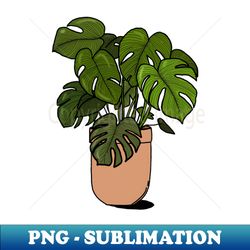 Planty the monstera- this time in colour - PNG Transparent Digital Download File for Sublimation - Bold & Eye-catching