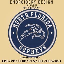 ncaa logo north florida ospreys, embroidery design, embroidery files, ncaa ospreys, machine embroidery pattern