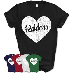 raiders school sports fan team spirit mascot cute heart gift t-shirt