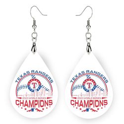 Rangers World Series 2023 Champions Earrings, Texas Rangers Christmas Gift, Rangers Dangle Earrings, Rangers Merch World