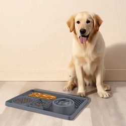 Silicon Lick Mat Bowl with Suction Cups for Dry Wet Slow Feeding Mat Lick Pad for Pets Anxiety Relief Boredom(UScustomer