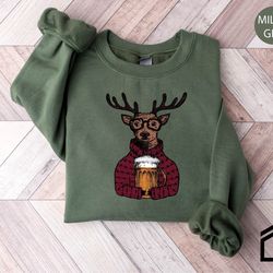 drinking brewdolph christmas sweatshirts for family, brewdolph reindeer unisex hoodies for xmas gifts, winter holiday de