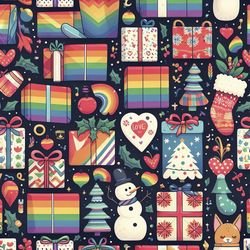 LGBT friendly gift wrapping paper Digital paper for Christmas and New Year Craft paper Digital file for Christmas decor