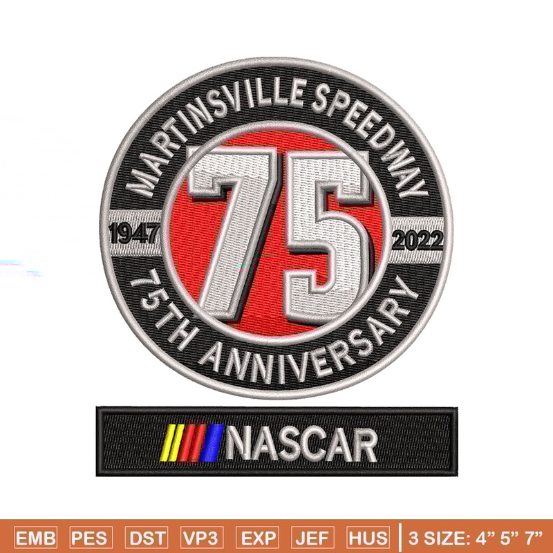 75th Anniversary embroidery design, 75th Anniversary embroidery, logo design, embroidery file, Digital download.jpg