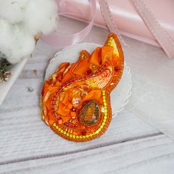 orange fire brooch, fashion jewelry, rust wedding brooch