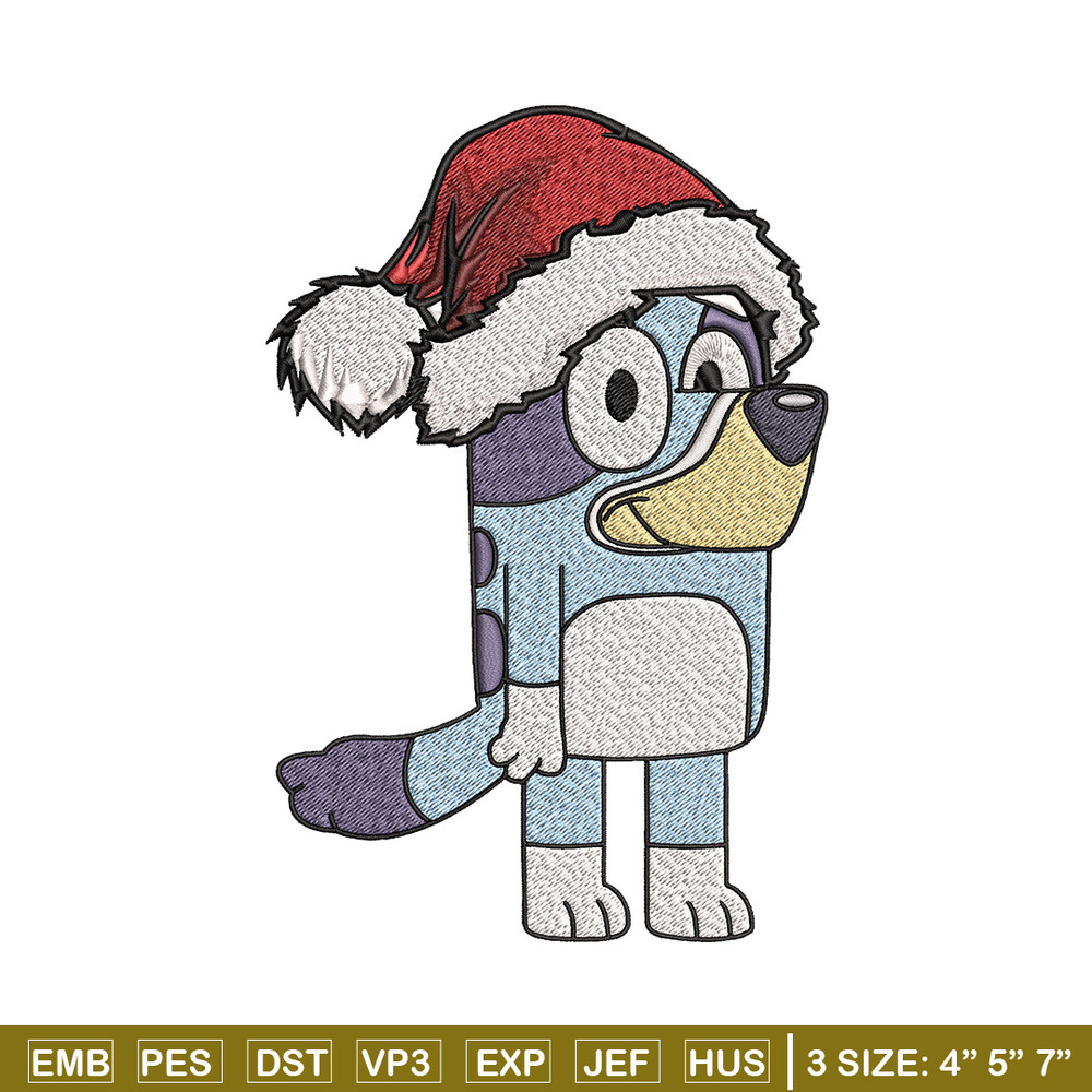 Bandit chrismas hat Embroidery Design, Bluey Embroidery, Embroidery File, Brand Embroidery, Logo shirt, Digital download.jpg
