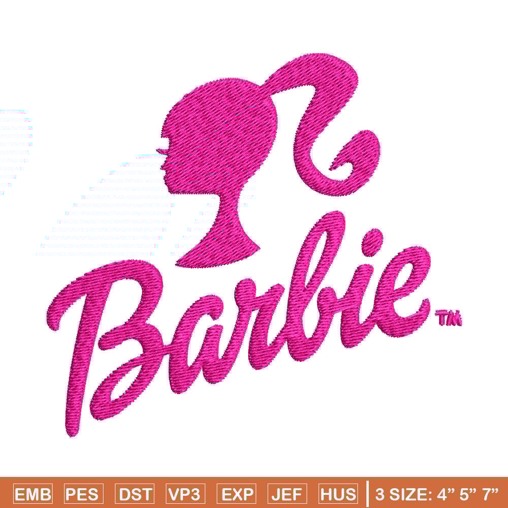 Barbie logo and her Embroidery, Barbie logo and her Embroidery, logo design, Embroidery File, Digital download..jpg