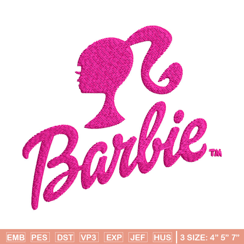 Barbie logo and her Embroidery, Barbie logo and her Embroidery, logo design, Embroidery File, Digital download..jpg