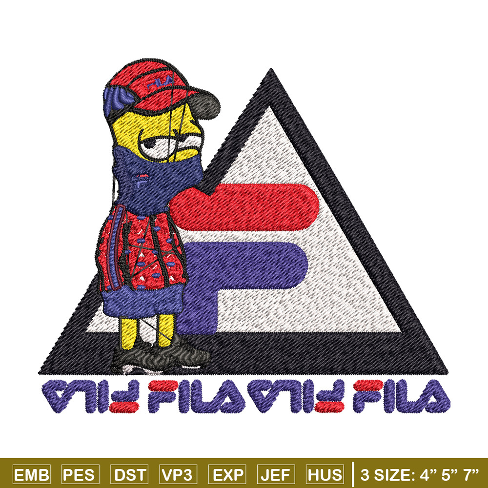 Bart Simpson Fila Embroidery design, Simpson Fila Embroidery, logo design, Embroidery File, Fila logo, Instant download..jpg