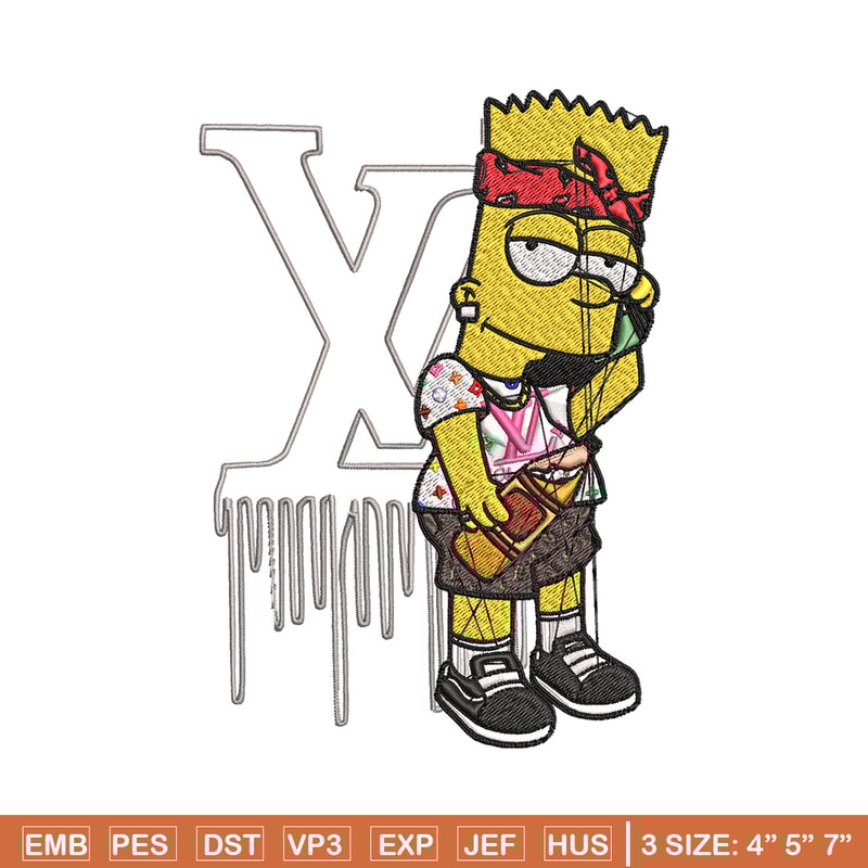 Bart simpson lv Embroidery Design, Lv Embroidery, Embroidery File, Simpson Embroidery, Logo shirt, Digital download.jpg