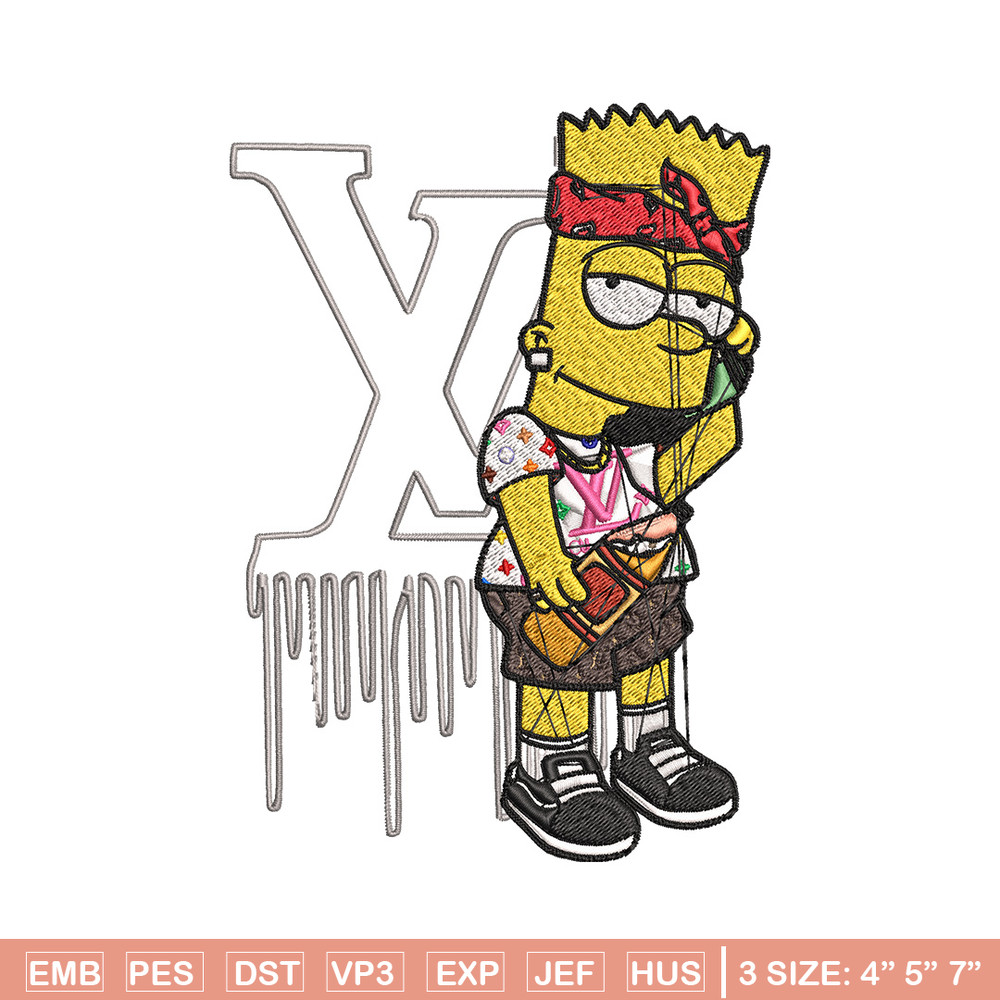 Bart simpson lv Embroidery Design, Lv Embroidery, Embroidery File, Simpson Embroidery, Logo shirt, Digital download.jpg