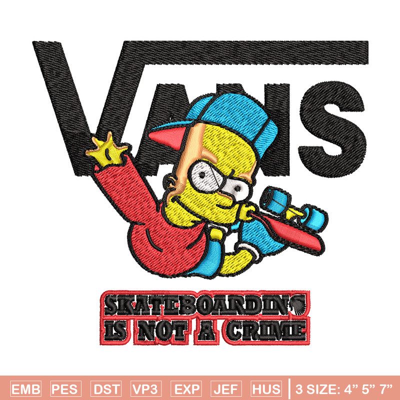 Bart Simpson Vans Embroidery design, Simpson Embroidery, cartoon design, Embroidery File, Instant download..jpg