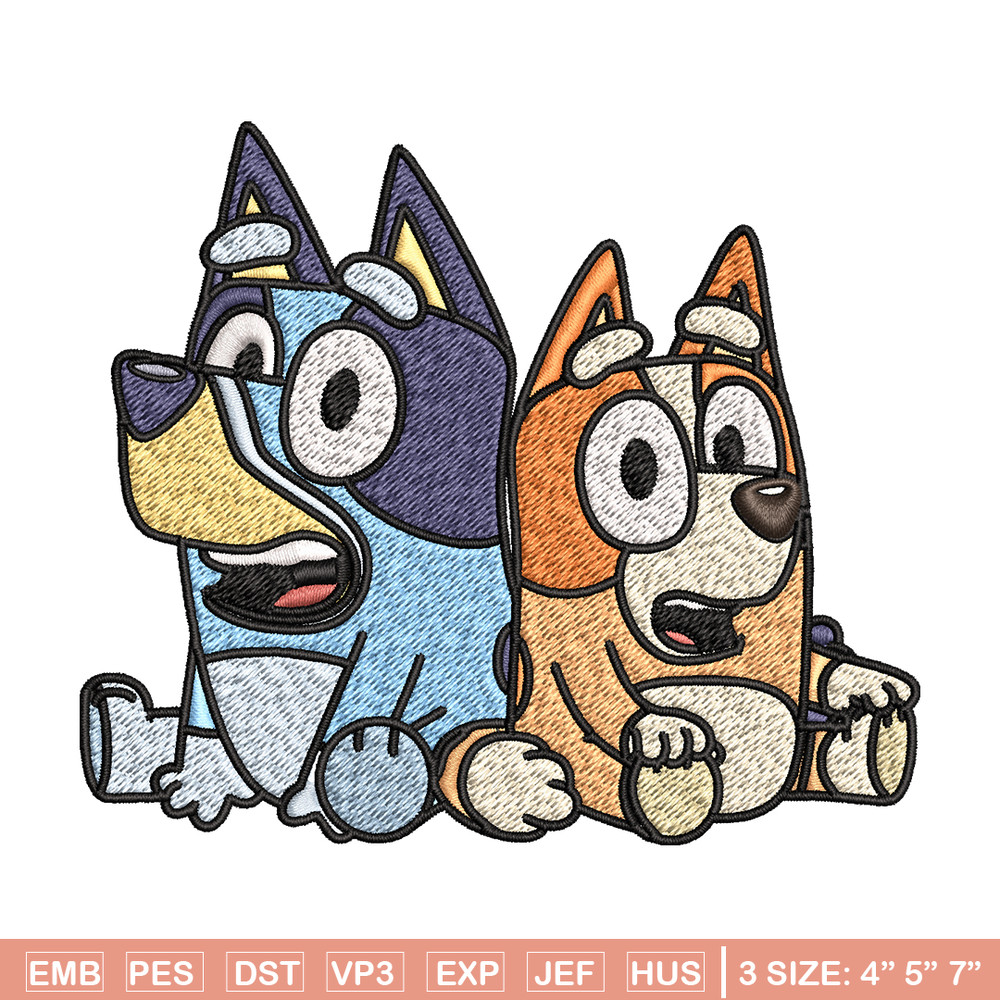 Bluey and Bingo Embroidery, Bluey Embroidery, Embroidery File, cartoon design, cartoon shirt, Digital download..jpg