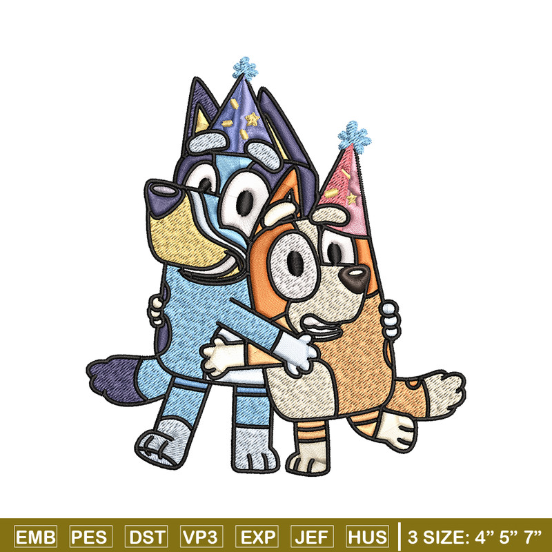 Bluey And Bingo Happy birthday Embroidery, Cartoon Embroidery, Disney Embroidery, Embroidery File, digital download..jpg