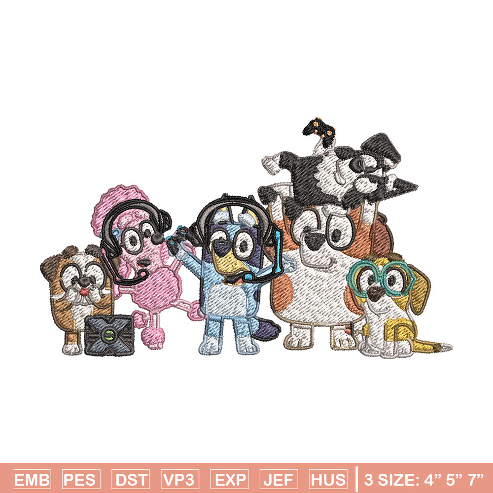 Bluey and Friends Coloring Pages Embroidery, Bluey cartoon Embroidery, Embroidery File, cartoon design, Digital download.jpg