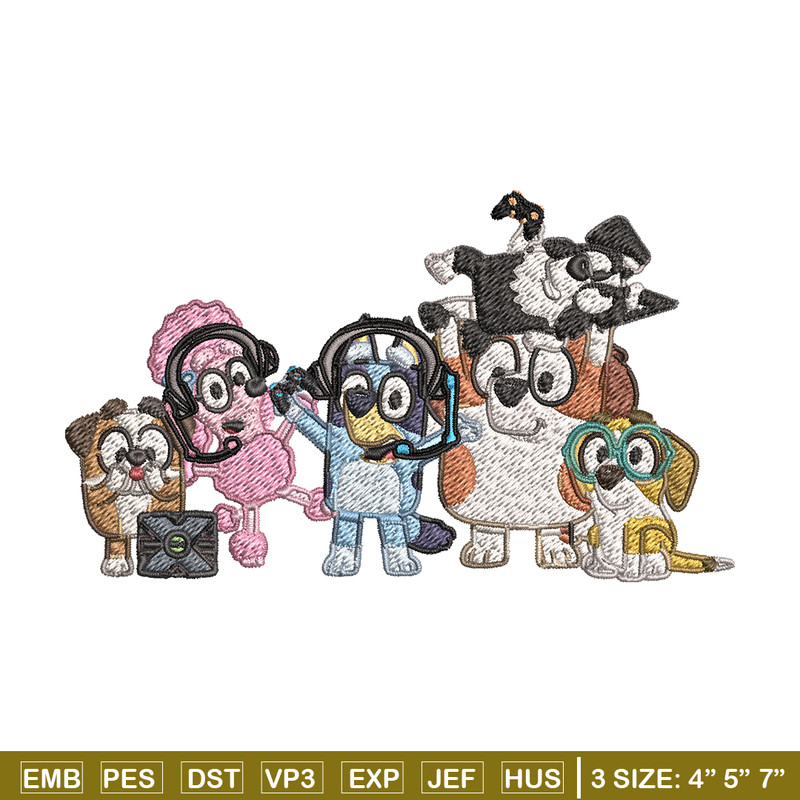 Bluey and Friends Coloring Pages Embroidery, Bluey cartoon Embroidery, Embroidery File, cartoon design, Digital download.jpg