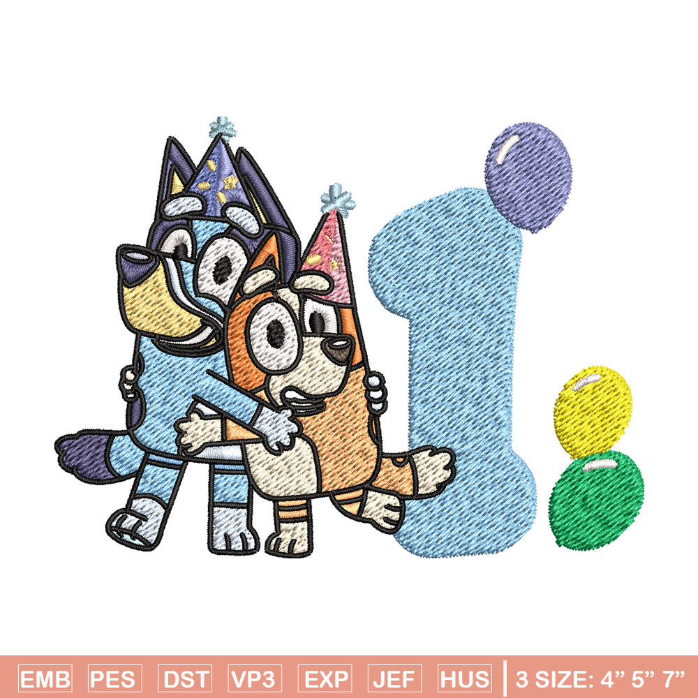 Bluey Bingo 1st Birthday Embroidery, Bluey Cartoon Embroidery, Disney Embroidery, Embroidery File, digital download..jpg