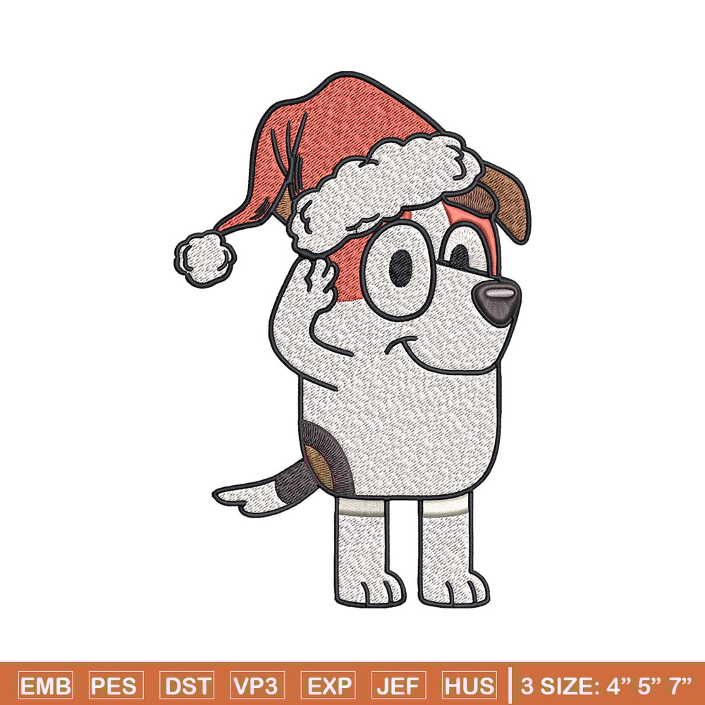 Bluey chrismas hat Embroidery Design, Bluey Embroidery, Embroidery File, Brand Embroidery, Logo shirt, Digital download.jpg