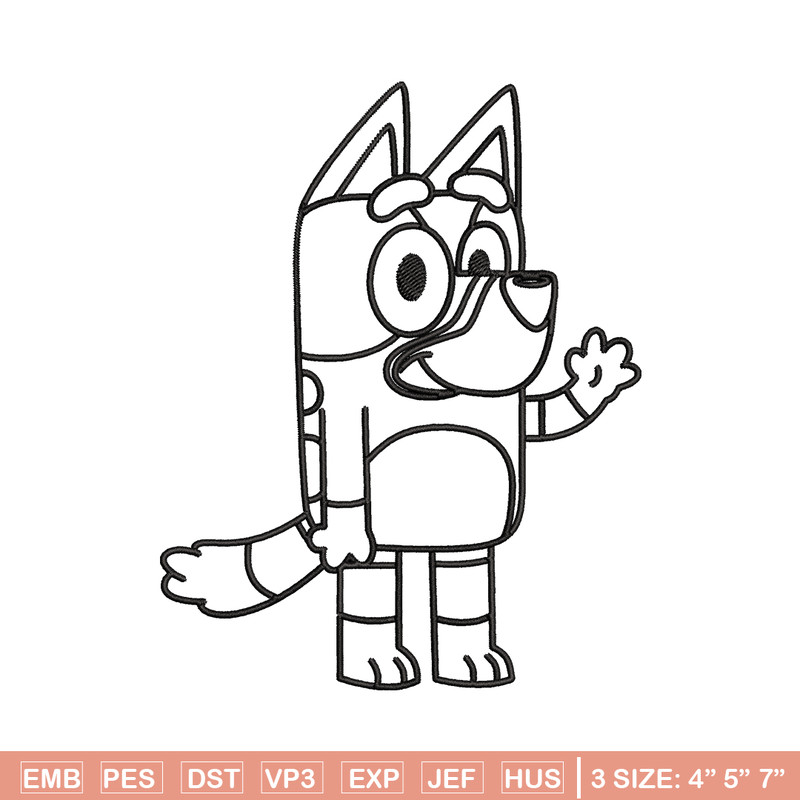 Bluey Coloring Pages Embroidery, Bluey Embroidery, Embroidery File, cartoon design, logo shirt, Digital download..jpg