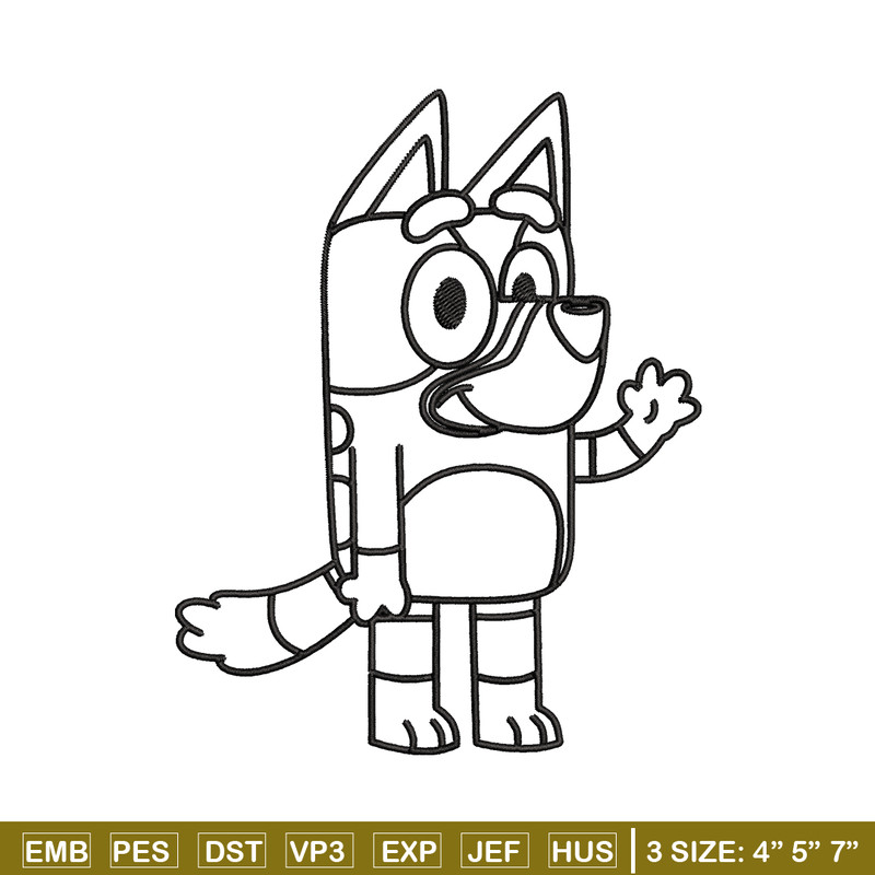 Bluey Coloring Pages Embroidery, Bluey Embroidery, Embroidery File, cartoon design, logo shirt, Digital download..jpg