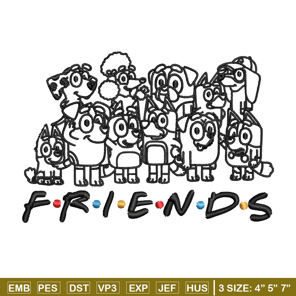 Bluey family Coloring Pages Embroidery, Bluey Embroidery, Embroidery File, cartoon design, logo shirt, Digital download..jpg