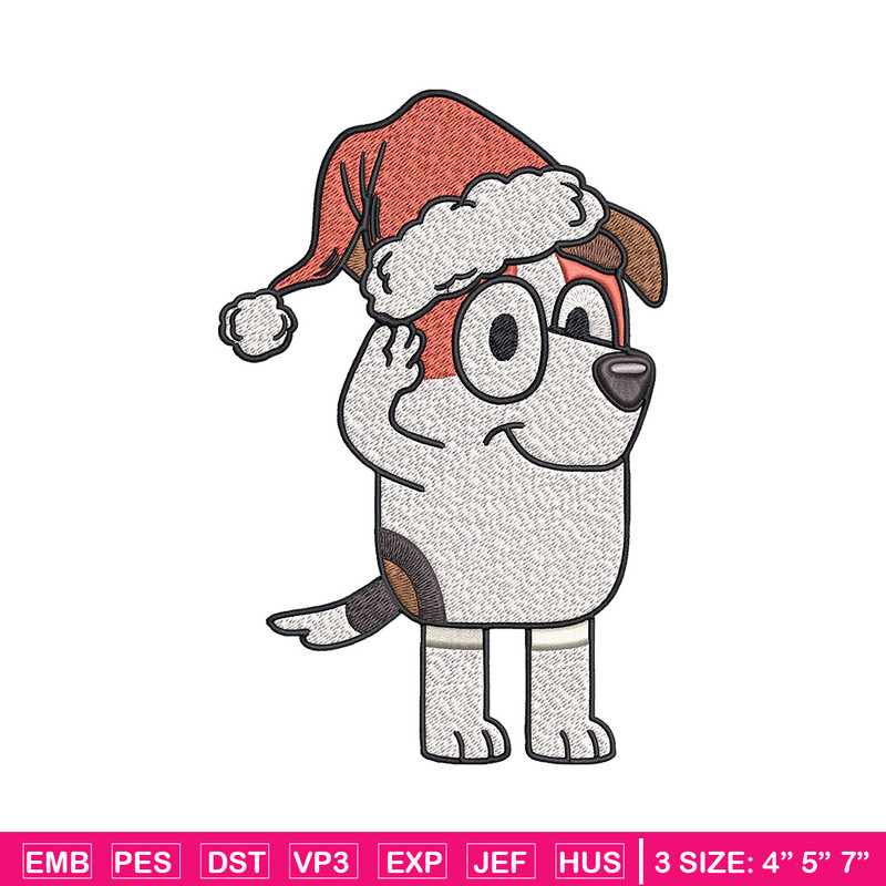 Bluey chrismas hat Embroidery Design, Bluey Embroidery, Embroidery File, Brand Embroidery, Logo shirt, Digital download.jpg