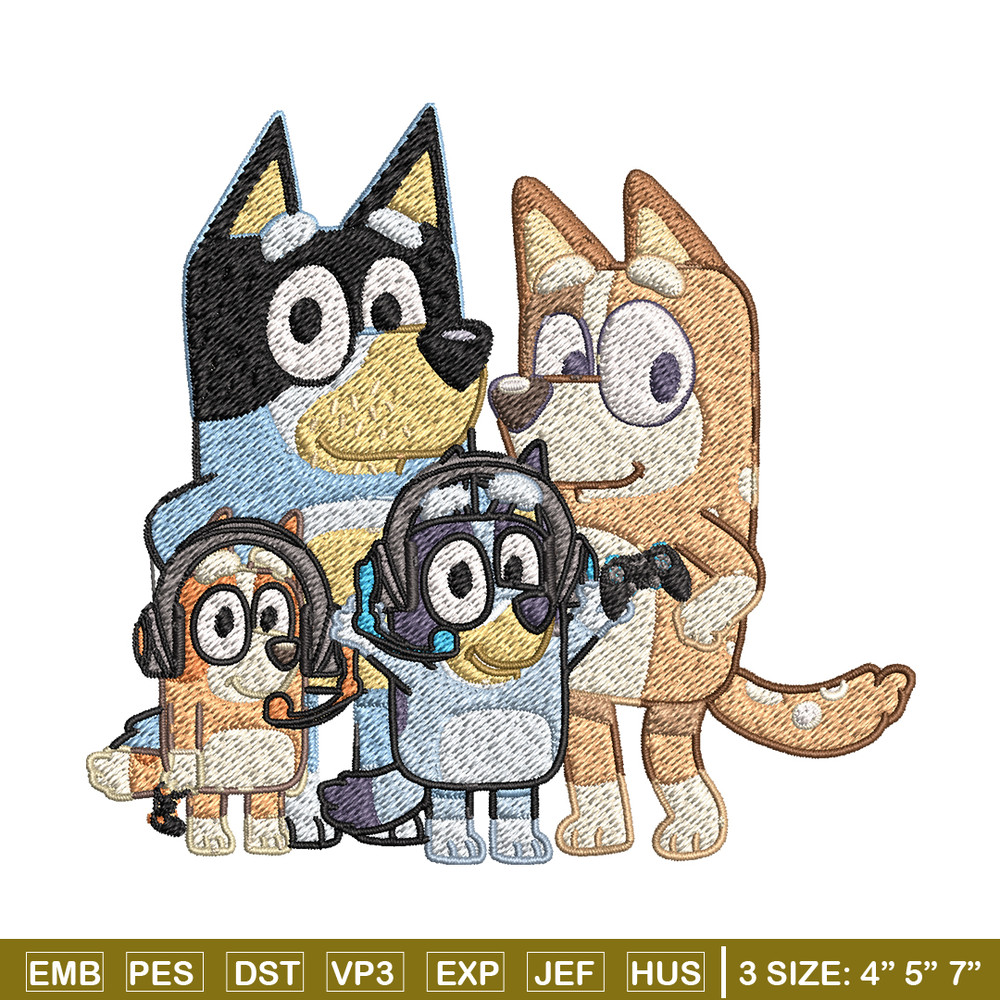 Bluey family Embroidery, Bluey family Embroidery, Embroidery File, cartoon design, logo shirt, Digital download..jpg
