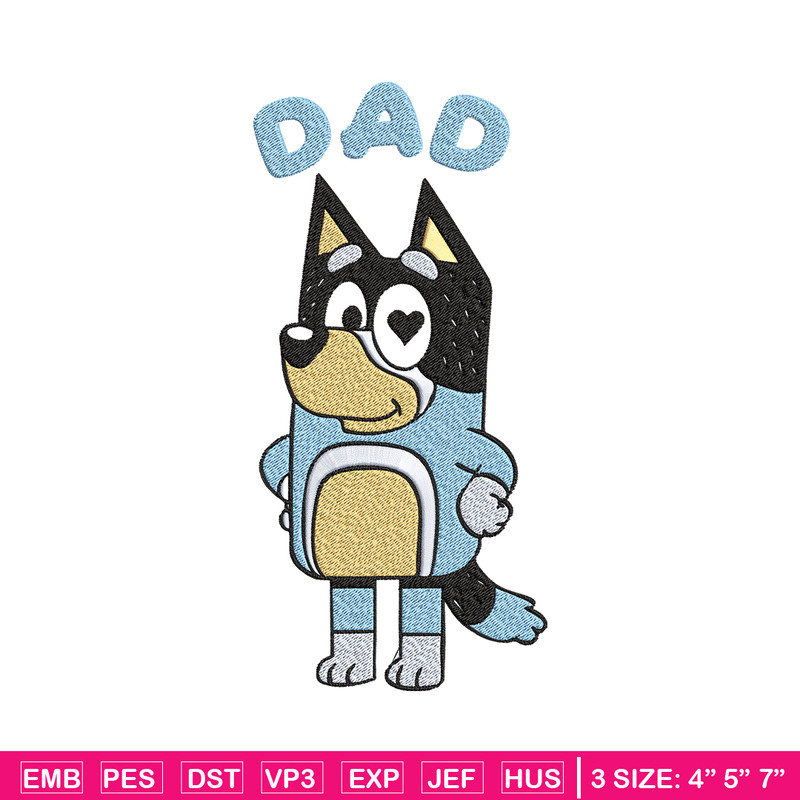 Bluey Dad Embroidery, Bandit Heeler Embroidery, Embroidery File, cartoon design, cartoon shirt, Digital download..jpg