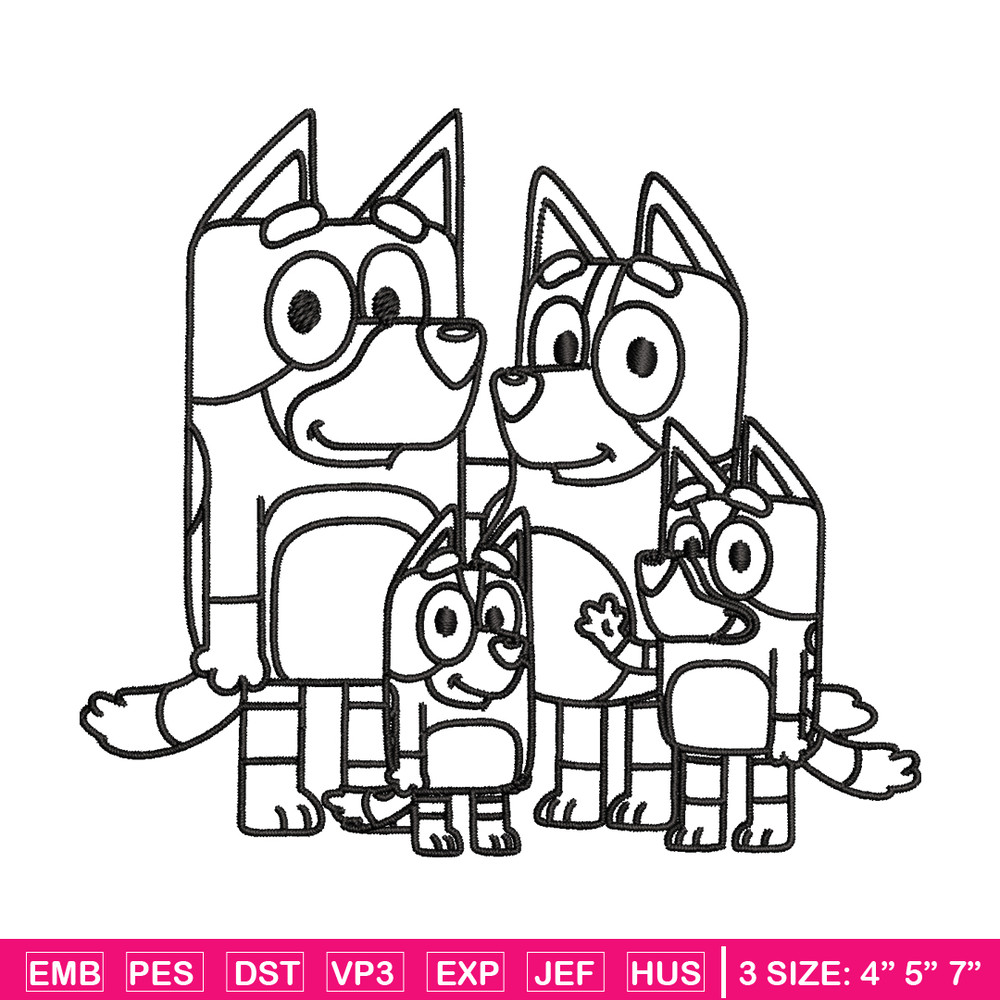 Bluey family Coloring Pages Embroidery, Bluey cartoon Embroidery, Embroidery File, cartoon design, Digital download..jpg