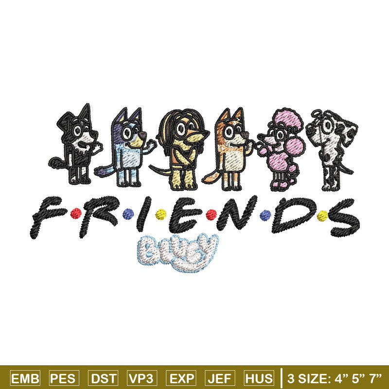 Bluey Friends Embroidery, Bluey Friends Embroidery, Embroidery File, cartoon design, cartoon shirt, Digital download..jpg